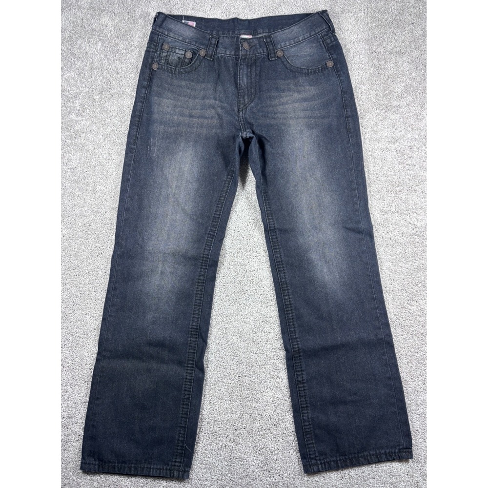 True Religion Jeans Mens Size‎ 38 Black Denim Straight Leg USA Made